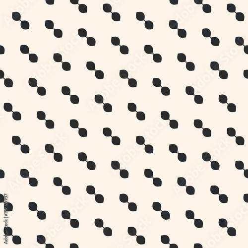 Vector minimalist seamless pattern with small ovate shapes in diagonal grid