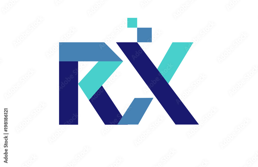 RX Digital Ribbon Letter Logo RX Digital Ribbon Letter Logo