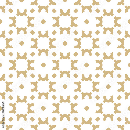 Vector gold and white background. Abstract geometric floral seamless pattern in oriental style. Asian traditional motif. Luxury ornamental texture, repeat tiles. Golden design for decor, fabric, cloth