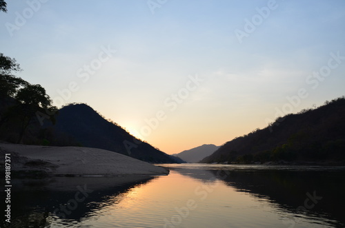 The African river sunset. Zambezi river, Zimbabwe