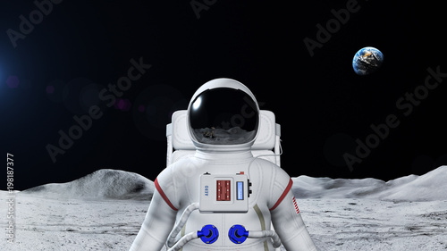 Obraz na plátně Astronaut On The Moon Surface