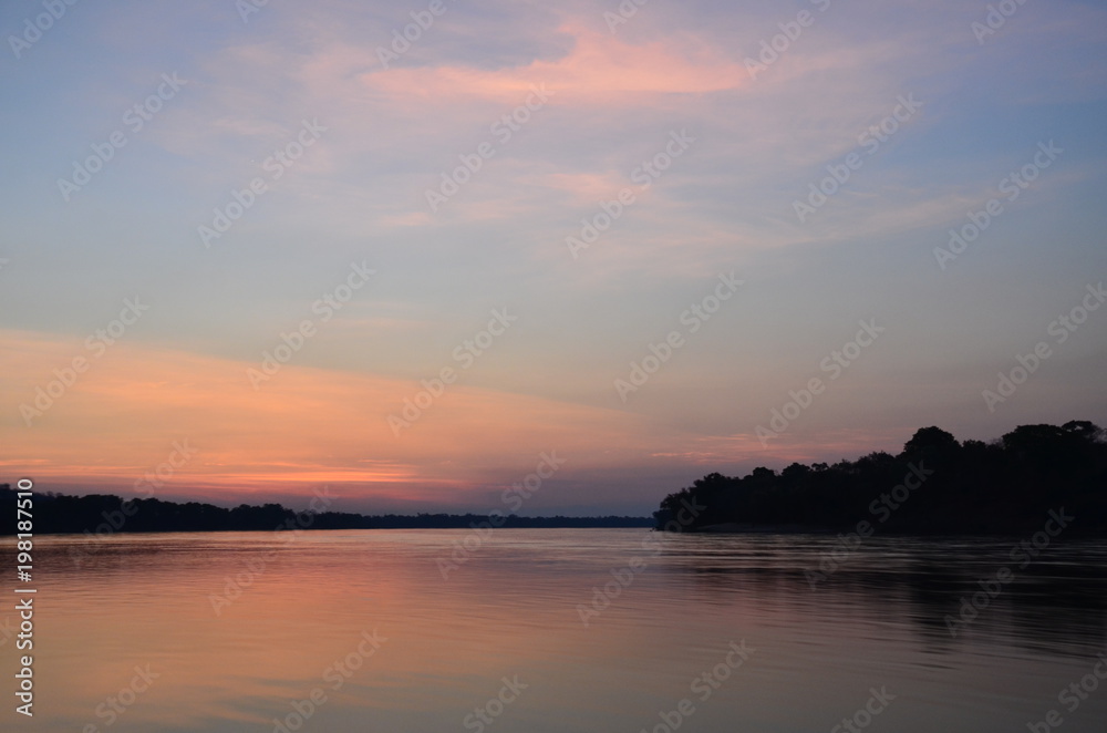 The African river sunset. Zambezi river, Zimbabwe