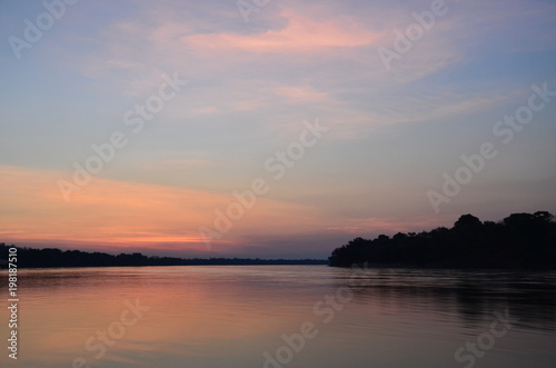 The African river sunset. Zambezi river, Zimbabwe