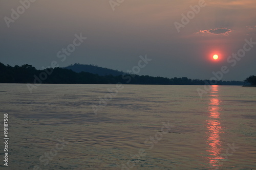 The African river sunset. Zambezi river, Zimbabwe