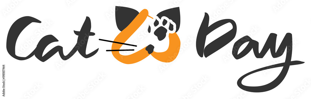 Cat day lettering text for greeting card Cat day lettering text for greeting card