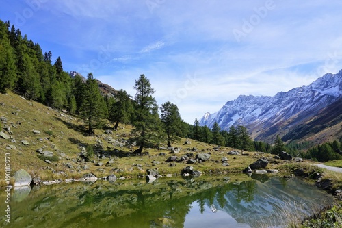 Fototapeta Naklejka Na Ścianę i Meble -  Berge und See im schweizer Wallis