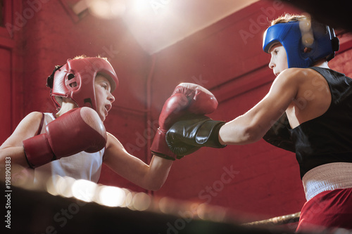 Boys training in the boxing ring