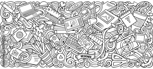Cartoon vector doodles Art and Design horizontal stripe illustration