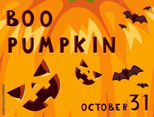 Halloween party celebration invitation card vector illustration pumpkin background design
