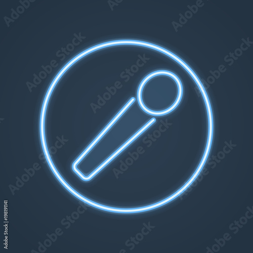 Glowing neon microphone sign. Vector illustration.