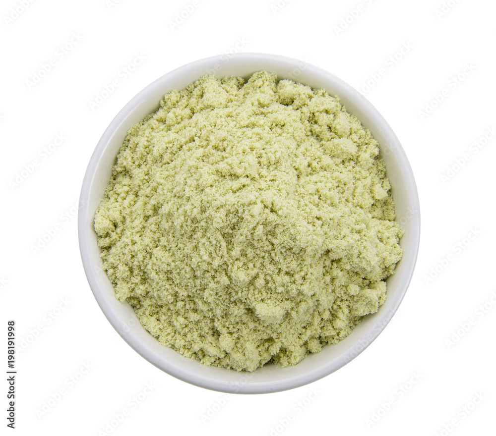whey protein in a white bowl on a white background. whey protein in a white bowl on a white background.
