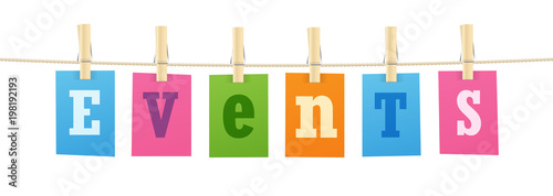 EVENTS colourful vector letters icon