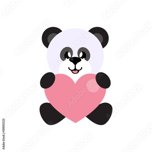 cartoon panda vector sitting with heart