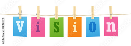 VISION letters pinned to string with pegs