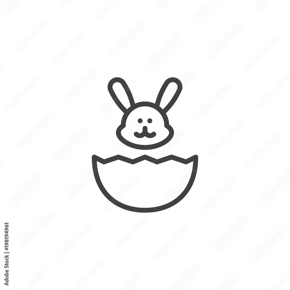 Obraz premium Easter bunny outline icon. linear style sign for mobile concept and web design. Bunny head and easter egg simple line vector icon. Symbol, logo illustration. Pixel perfect vector graphics