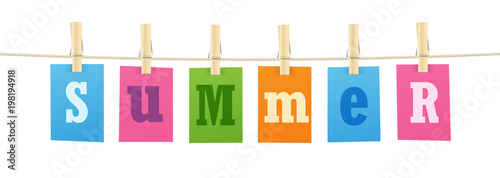 "SUMMER" letters pinned to string with pegs