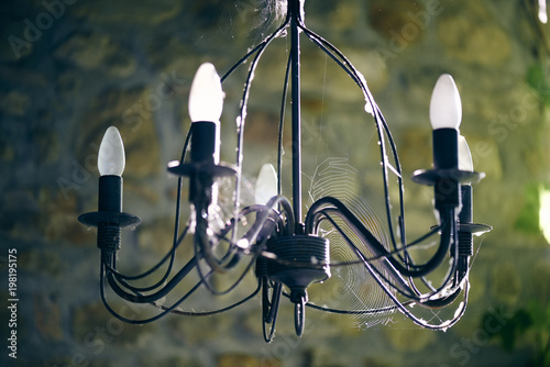 Rustic chandelier with cobwebs