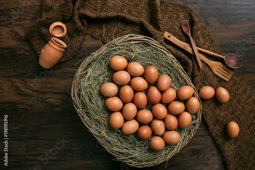 eggs in a basket retro rustic