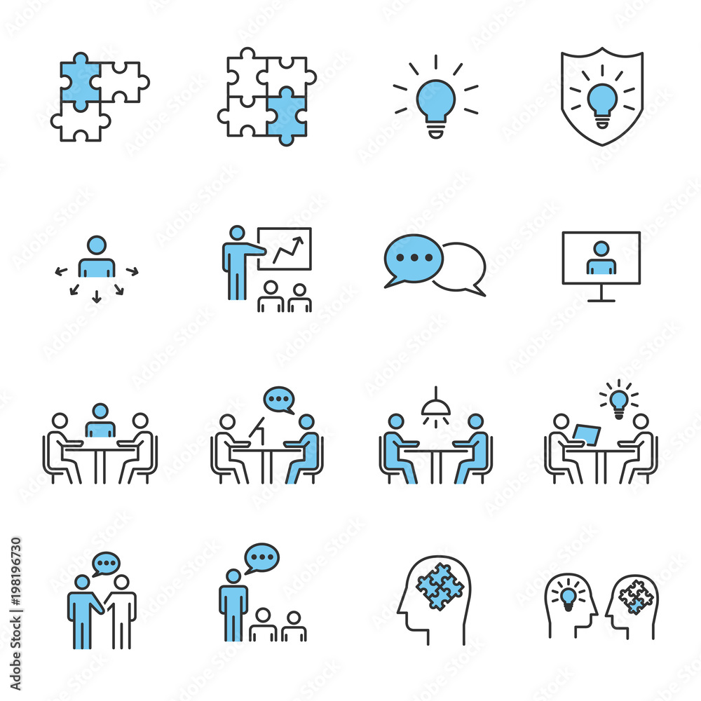 People Business Vector Line Icons ,Work Group Team , Business Meeting Communication.