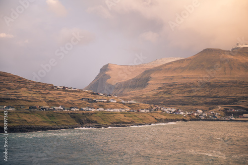 Принти на полотні the town of eidi in the faroe islands