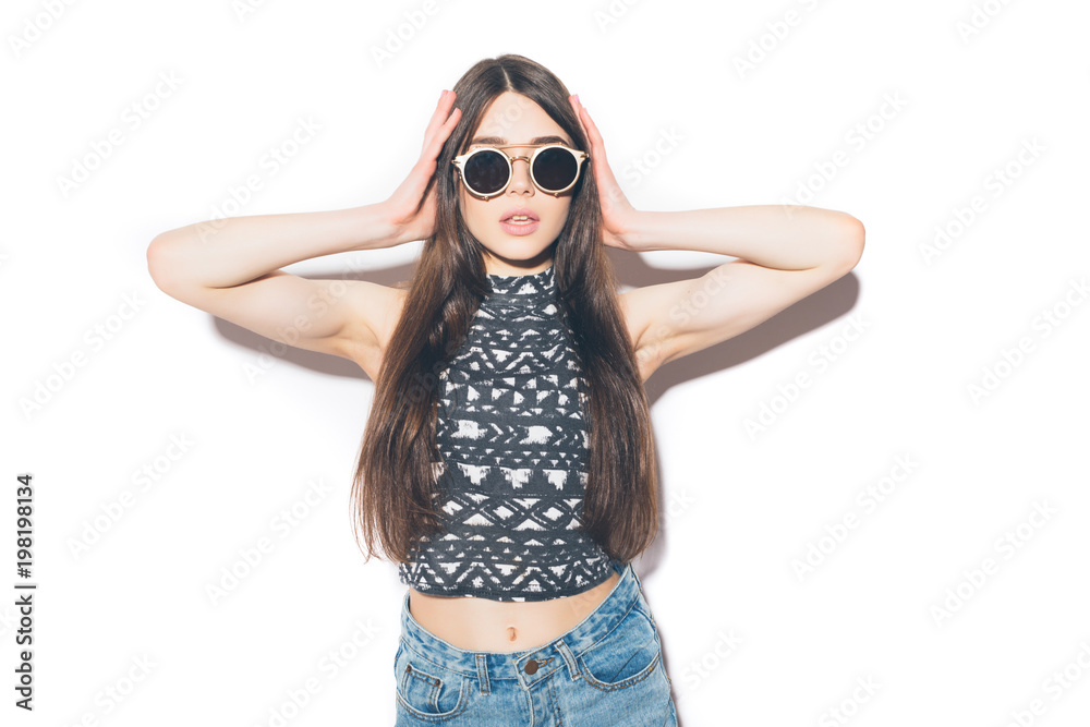 Portrait of shocked woman isolated on a white background Portrait of shocked woman isolated on a white background