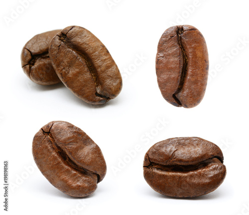 Coffee bean collection isolated on white background