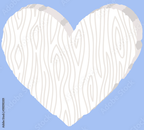 Vector illustration of white wooden heart, perfect for wedding invitations, isolated on white background
