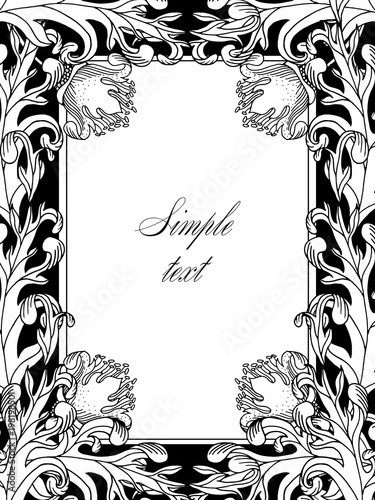 Retro vector ornamental frame, hand draw illustration.