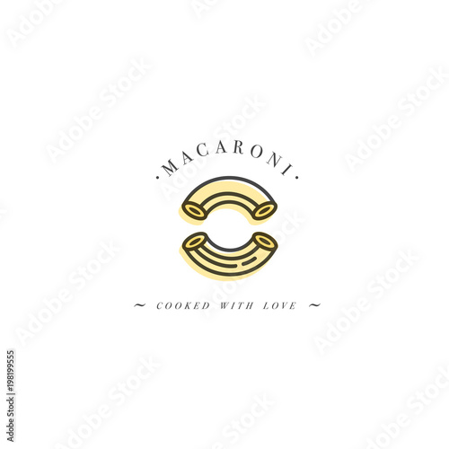Vector logo design template and emblem or badge. Italian pasta - macaroni. Linear logos.