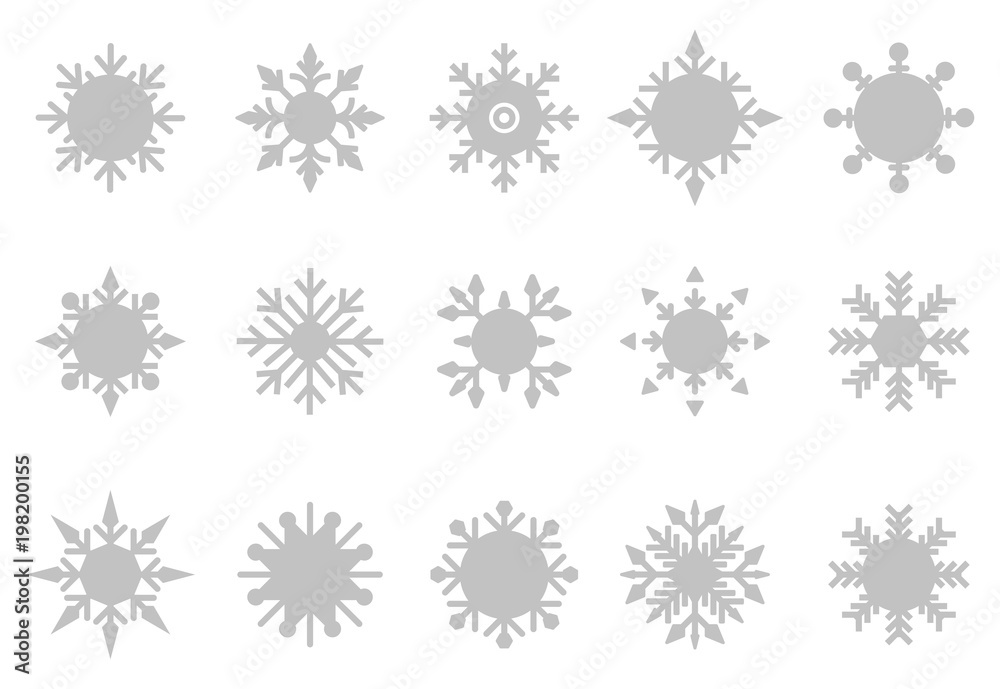 Snowflake vector icon background set white color.