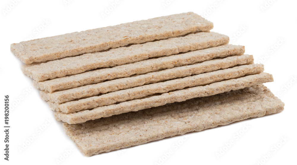 Crispy dietary fitness bread isolated on white background. Food for weight loss Crispy dietary fitness bread isolated on white background. Food for weight loss
