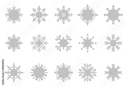 Snowflake vector icon background set white color.