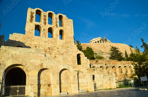 parthenon herodeion athens greece in spring
