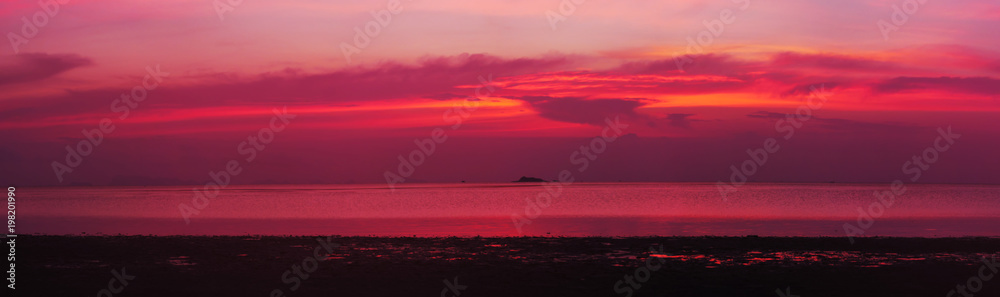 Sunset over the sea. Panorama