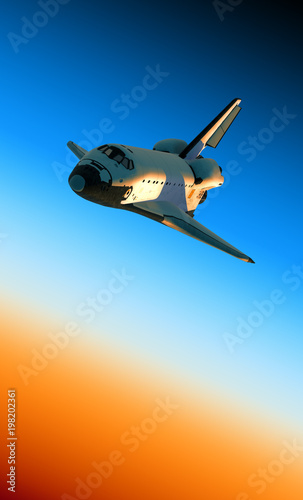 Fototapeta Naklejka Na Ścianę i Meble -  Space Shuttle Landing In Atmosphere