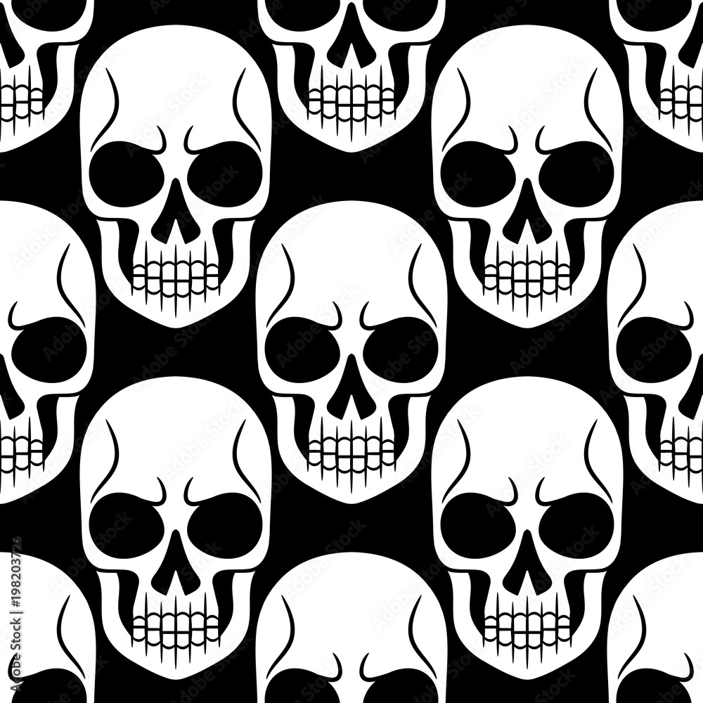 Fototapeta premium Tattoo Skull Seamless Pattern