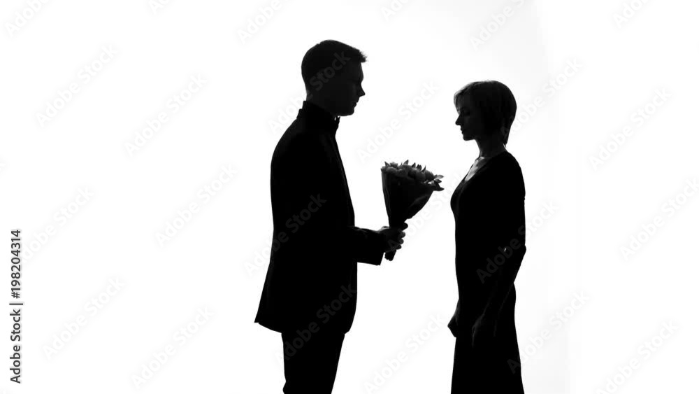 Offended woman throwing bouquet boyfriend, rejecting husband apologize, regret Offended woman throwing bouquet boyfriend, rejecting husband apologize, regret
