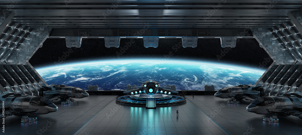 Naklejka premium Lądujący statek kosmiczny wnętrza elementy renderingu 3D tego zdjęcia dostarczone przez NASA