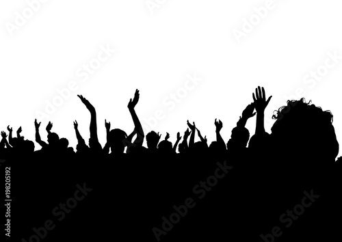 Crowd of spectators at a concert on a white background