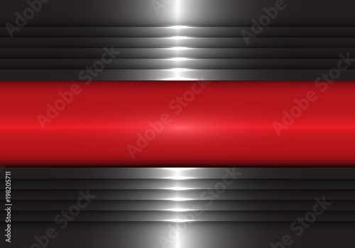 Abstract red banner on dark plat metal pattern design modern futuristic background texture vector illustration.