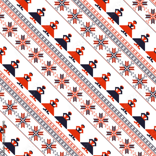 Seamless vector pattern with traditional Romanian motif