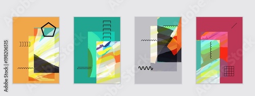 Set of artistic abstract universal card templates