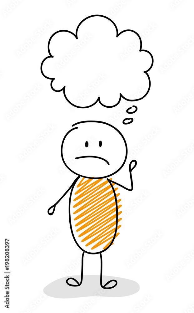Funny stickman with empty speech bubble - confused facial expression.  Vector. Stock Vector | Adobe Stock