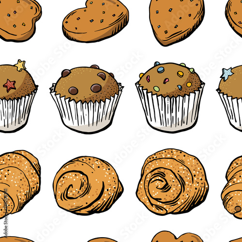 Sweet bakery seamless pattern in vector EPS8