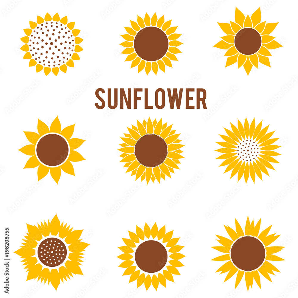 Silhouettes of yellow flowers in a flat style. Silhouettes of yellow flowers in a flat style.