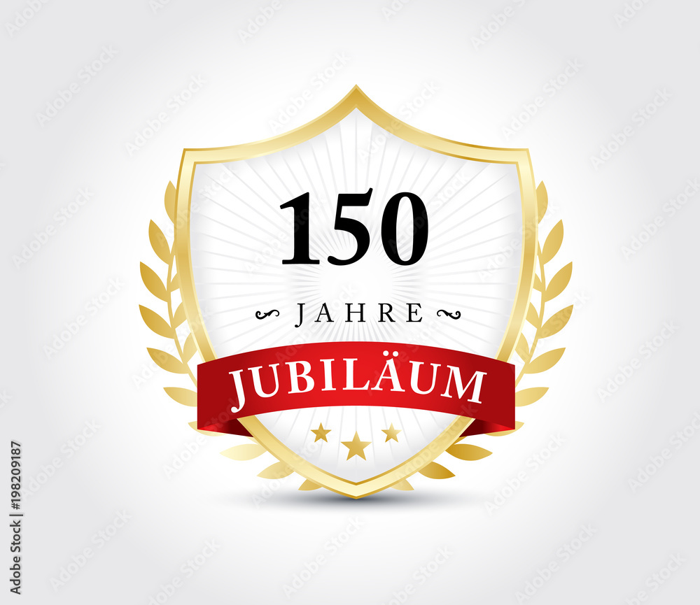 150 Jahre Jubilaeum Wappen Gold vector de Stock Adobe Stock