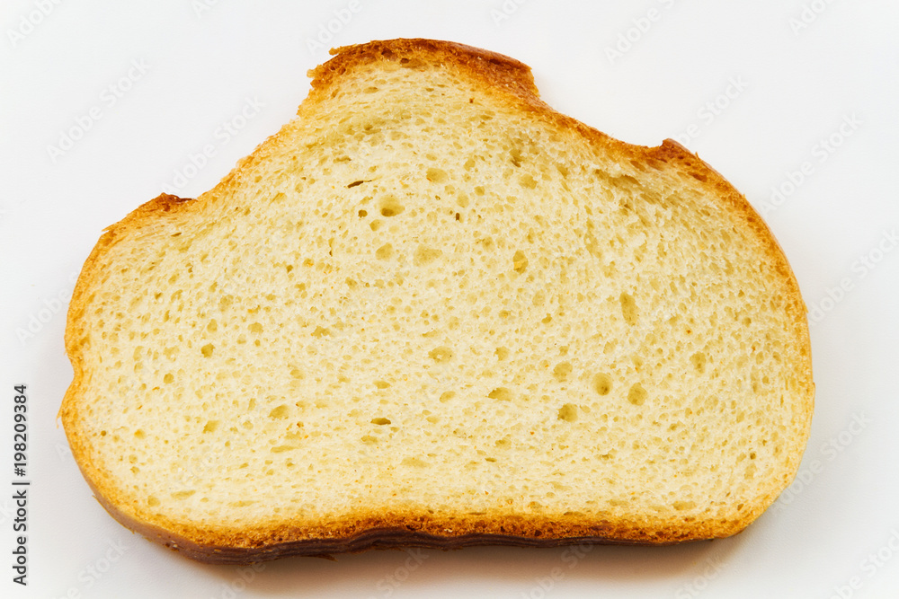 A slice of bread on white background A slice of bread on white background
