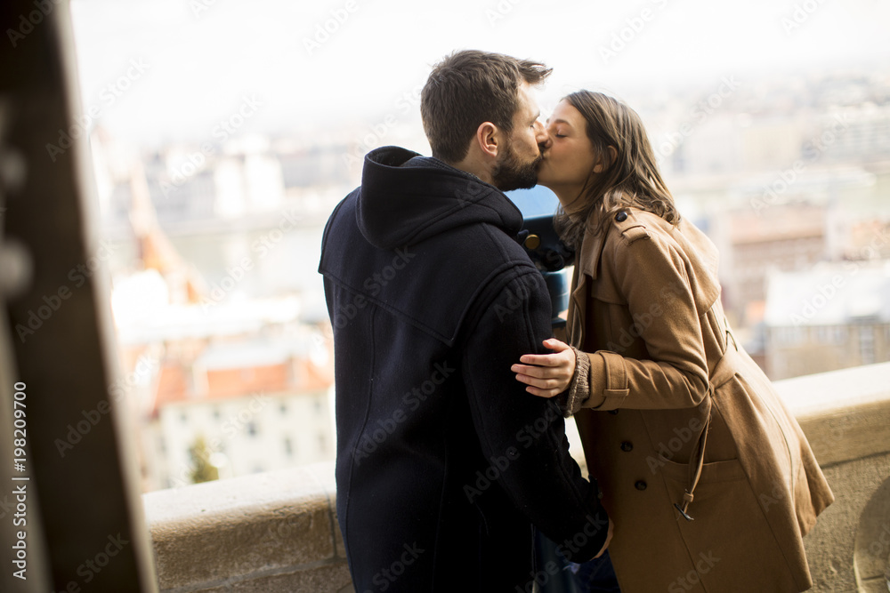 Loving couple  in the historical area of Budapest, Hungary