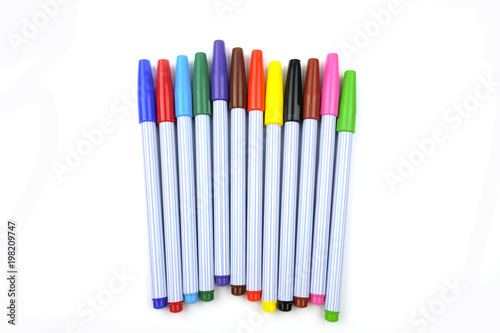 colorful pen isolated on white background