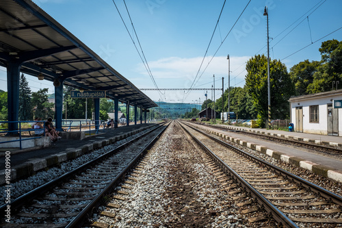 Railroad station Tracks outside of Karlstejn Czech Republic